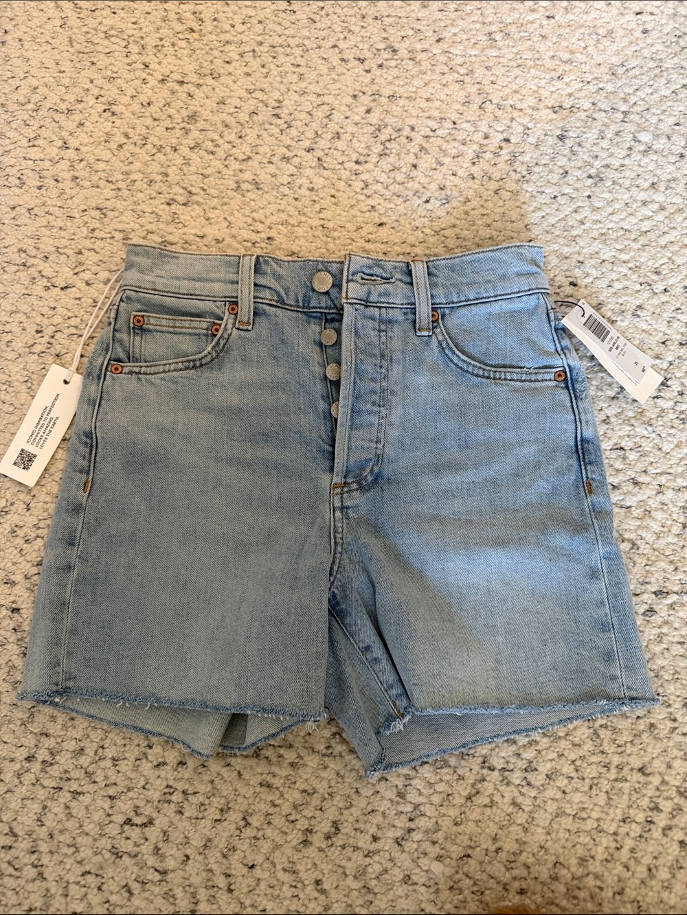 Light Wash High-Rise Denim Shorts